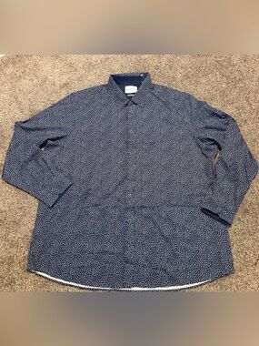 Men's Navy Blue Micro Dot Button-Down Shirt